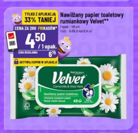 Nawilżany papier toaletowy rumiankowy Velvet