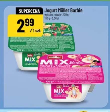 Jogurt Müller Mix Barbie o smaku malinowym +1 wariant