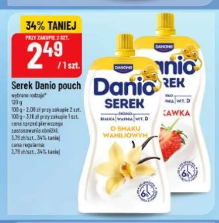 Serek homogenizowany Danio pouch o smaku waniliowym +1 wariant