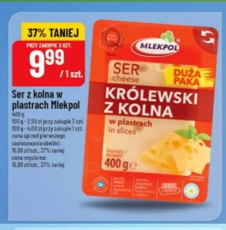 Ser Królewski z Kolna w plastrach Mlekpol