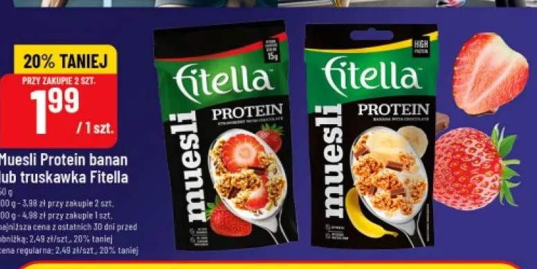 Muesli Protein truskawka Fitella +1 wariant