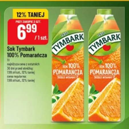 Sok Tymbark 100% Pomarańcza