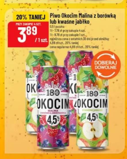 Piwo Okocim Malina z borówką +1 wariant