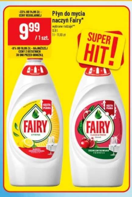 Płyn do mycia naczyń Fairy Cytryna +1 wariant
