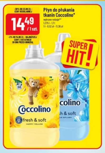 Płyn do płukania tkanin Coccolino Fresh & Soft Happy Yellow +1 wariant