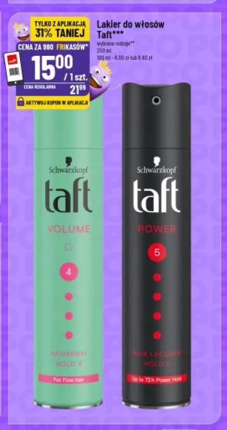 Lakier do włosów Taft Volume Hold 4 +1 wariant