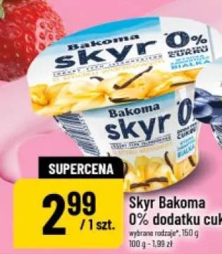Jogurt typu islandzkiego Skyr Bakoma 0% o smaku waniliowym +1 wariant