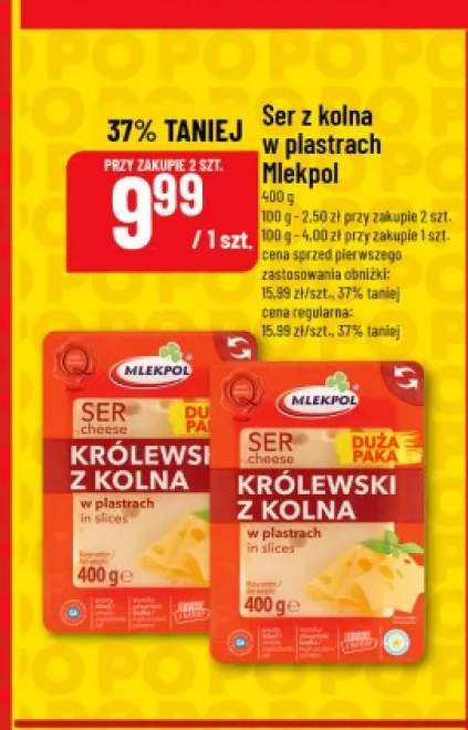 Ser Królewski z kolna w plastrach Mlekpol