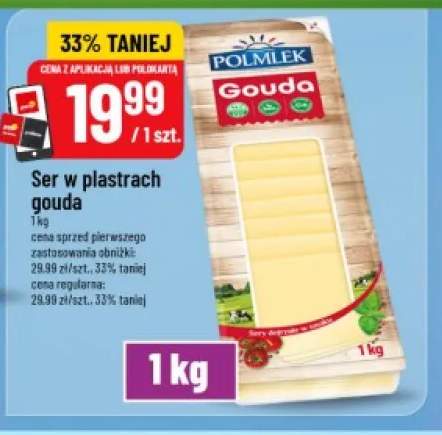 Ser w plastrach Gouda Polmlek
