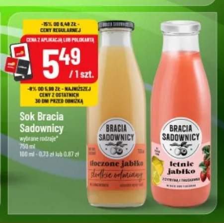 Sok Bracia Sadownicy tłoczone jabłko Słodkie odmiany +1 wariant