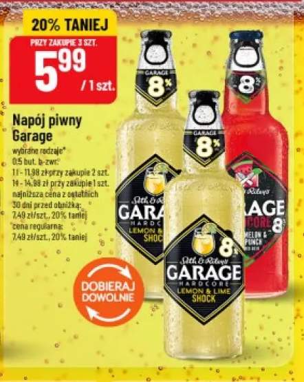 Napój piwny Garage Lemon & Lime Shock +1 wariant