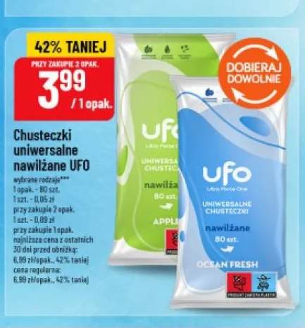 Chusteczki uniwersalne nawilżane UFO Apple +1 wariant