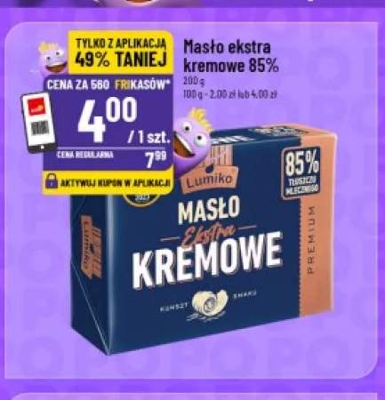 Masło ekstra kremowe 85% Lumiko