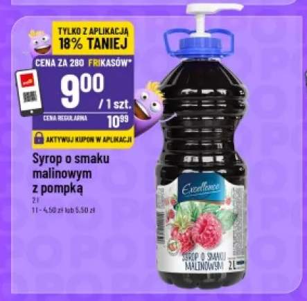 Syrop o smaku malinowym z pompką Excellence