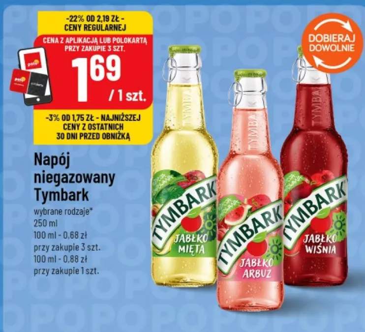 Napój niegazowany Tymbark Jabłko Mięta +2 warianty