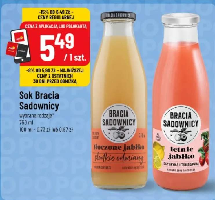 Sok Bracia Sadownicy tłoczone jabłko słodkie odmiany +1 wariant