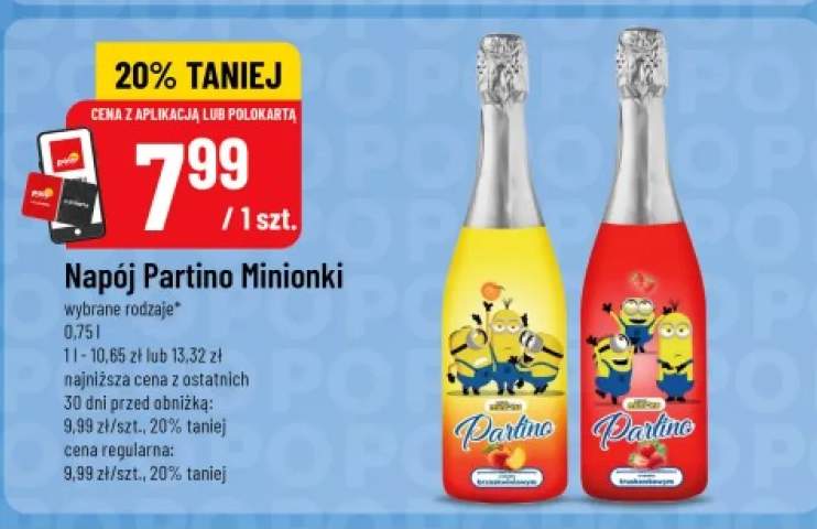 Napój gazowany bezalkoholowy Partino Minionki truskawkowy +1 wariant
