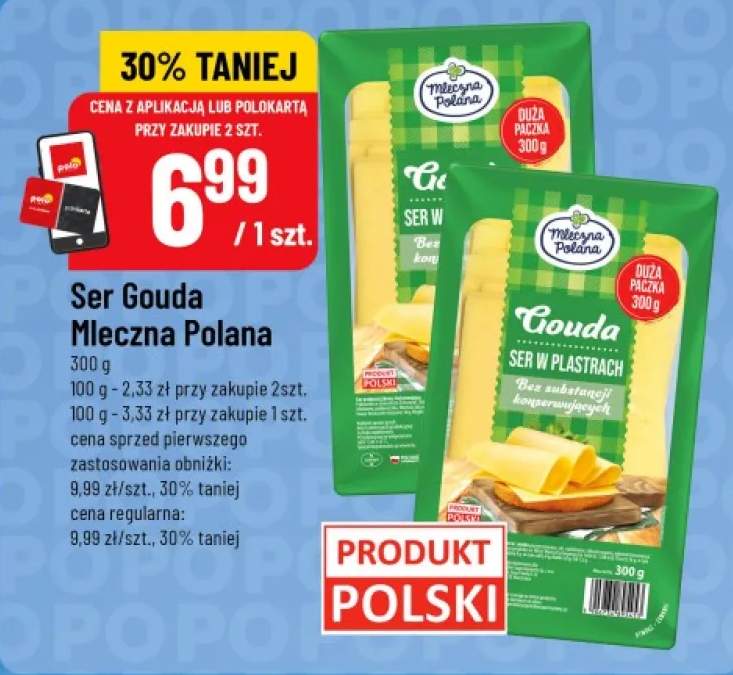 Ser Gouda w plastrach Mleczna Polana