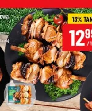 Szaszłyk drobiowy z boczkiem i cebulą