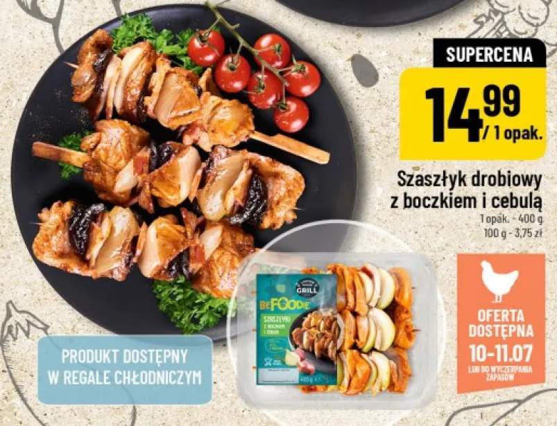 Szaszłyk drobiowy z boczkiem i cebulą BeFoodie