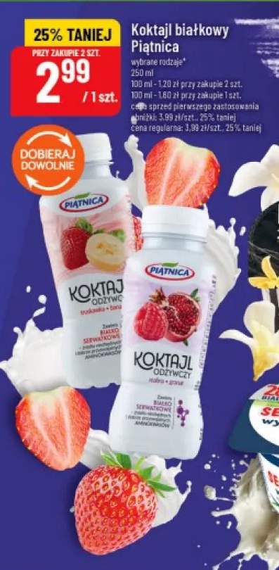 Koktajl białkowy Piątnica truskawka banan +1 wariant