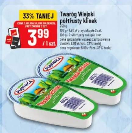 Twaróg Wiejski półtłusty klinek Piątnica