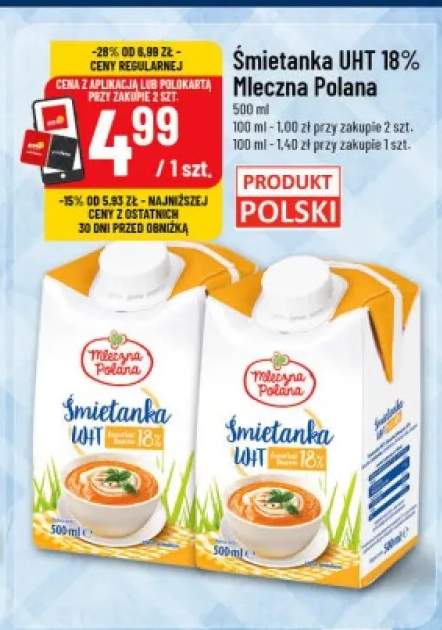 Śmietanka UHT 18% Mleczna Polana