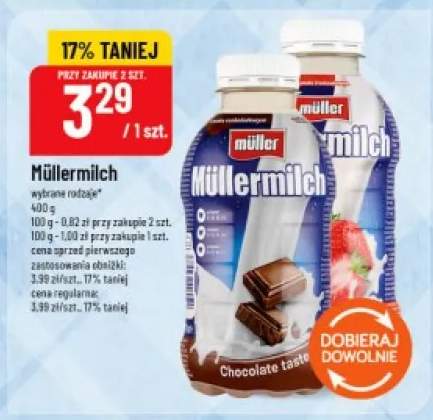 Napój mleczny Müllermilch o smaku czekoladowym +1 wariant