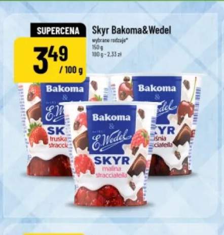 Jogurt Skyr truskawka stracciatella Bakoma & Wedel +2 warianty