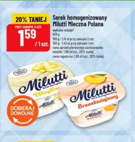 Serek homogenizowany waniliowy Milutti Mleczna Polana +1 wariant