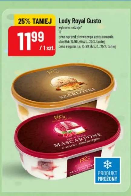 Lody o smaku mascarpone z sosem malinowym Royal Gusto +1 wariant