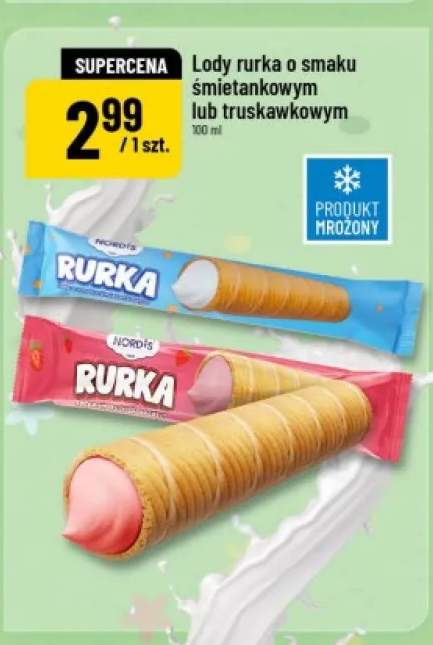 Lody rurka o smaku śmietankowym Nordis +1 wariant