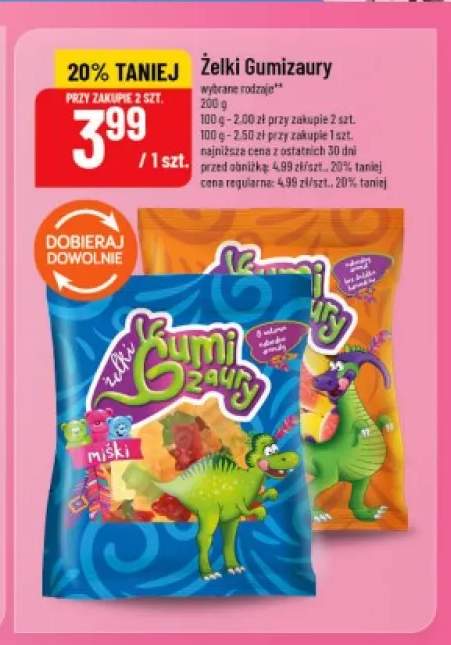 Żelki Gumizaury miśki +1 wariant