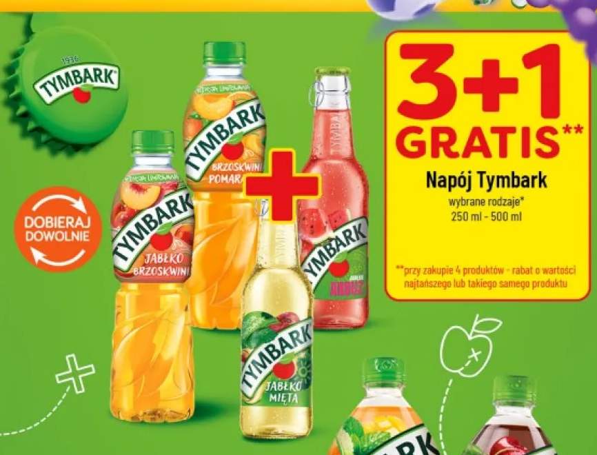 Napój Tymbark Jabłko Brzoskwinia +3 warianty