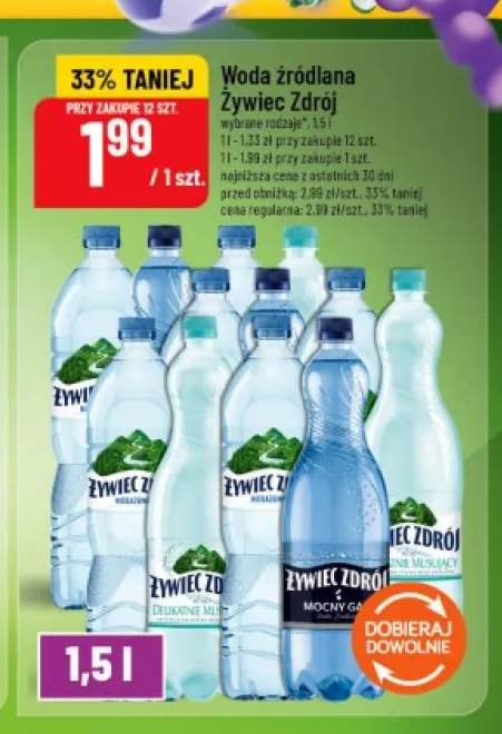 Woda źródlana delikatnie musująca Żywiec Zdrój +2 warianty