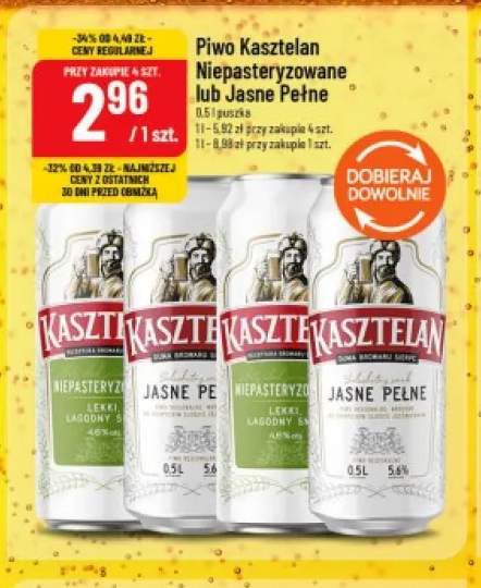 Piwo Kasztelan Niepasteryzowane +1 wariant