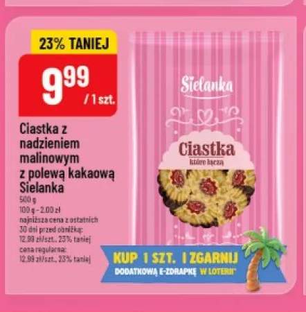 Ciastka z nadzieniem malinowym z polewą kakaową Sielanka
