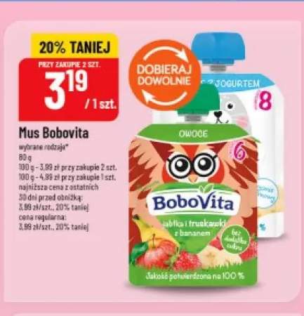Mus BoboVita Jabłka i truskawki z bananem +1 wariant