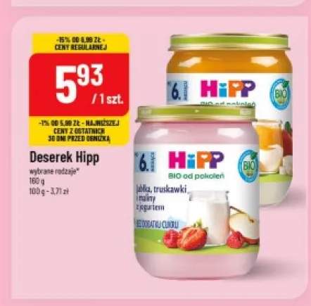 Deserek HiPP Jabłka truskawki i maliny z jogurtem +1 wariant