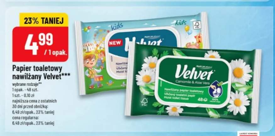 Papier toaletowy nawilżany Velvet Kids +1 wariant