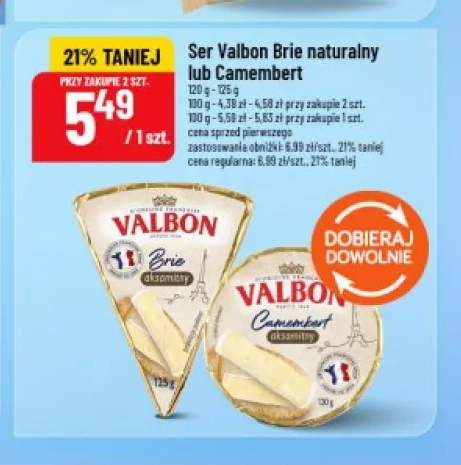Ser Brie naturalny Valbon +1 wariant