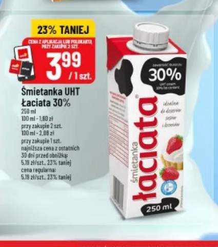 Śmietanka UHT Łaciata 30%