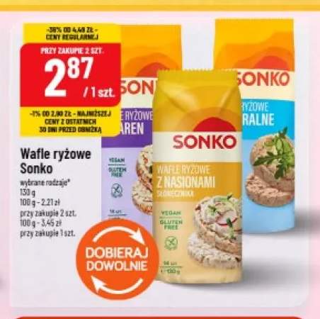 Wafle ryżowe Sonko z nasionami słonecznika +1 wariant
