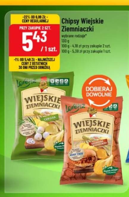 Chipsy Wiejskie Ziemniaczki Cebulka Lorenz