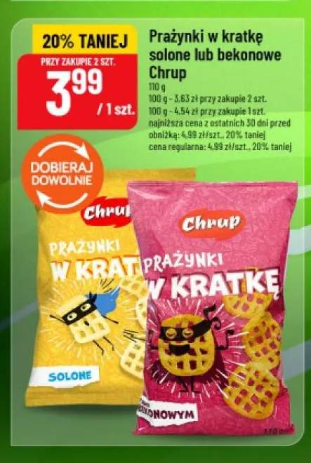 Prażynki w kratkę solone Chrup +1 wariant