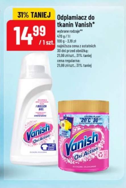 Odplamiacz do tkanin Vanish Oxi Action Bielsza Biel +1 wariant