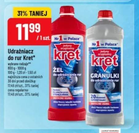 Żel do udrażniania rur Kret +1 wariant