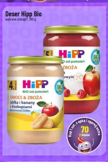 Deser Hipp Bio Owoce & Zboża Jabłka i banany z biszkoptami +1 wariant