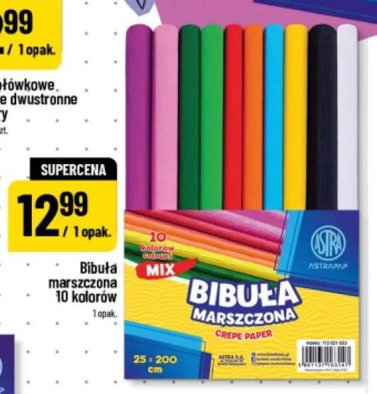 Bibuła marszczona 10 kolorów Astra