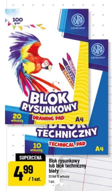 Blok rysunkowy biały Astra A4 +1 wariant
